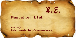 Mastaller Elek névjegykártya